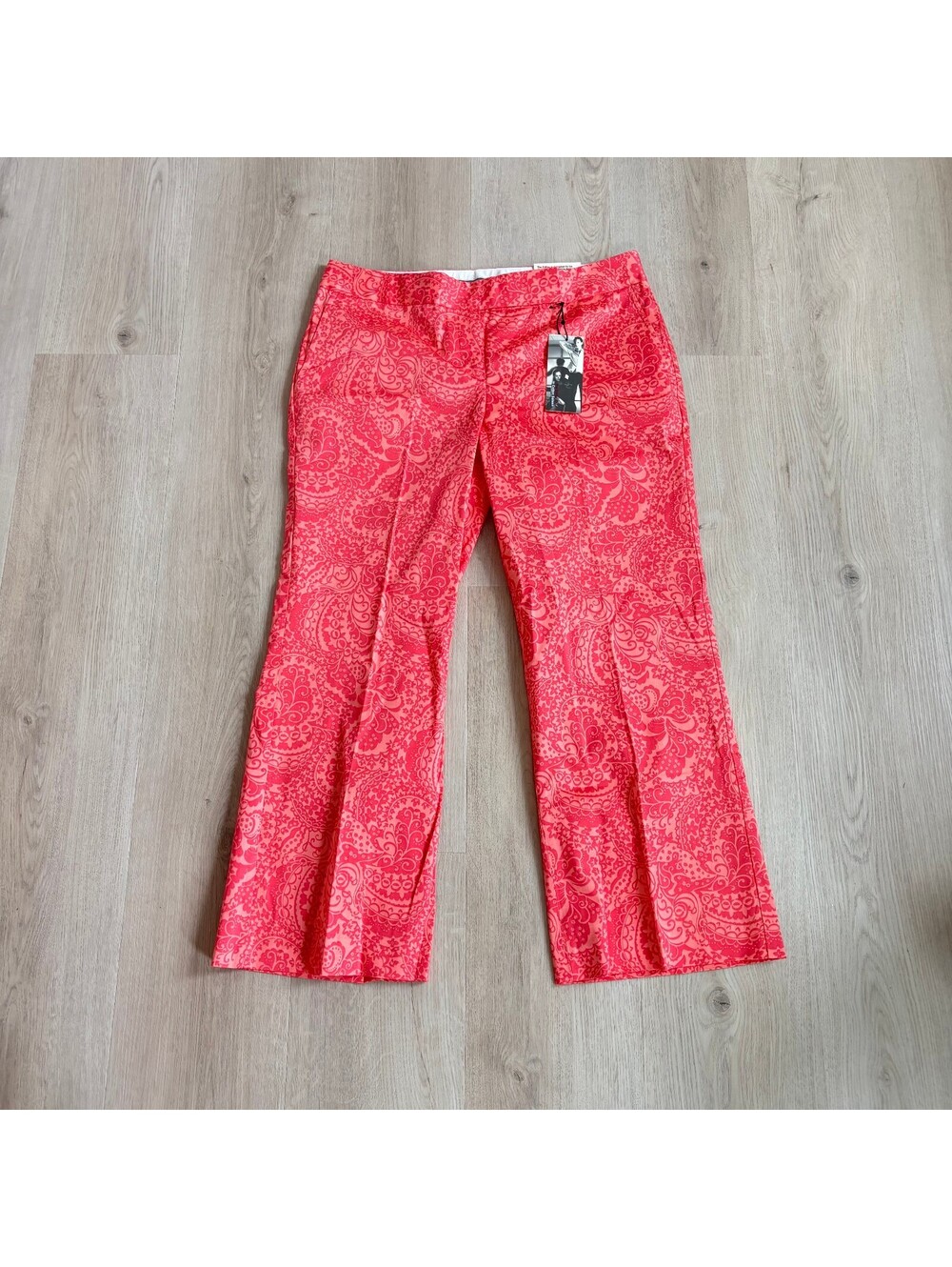 Express NWT Women's Orange Floral Editor Crop Cotton Sateen Pants Size 8